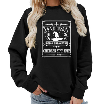 Sanderson Bed Breakfast Printed Round Neck Women's Top Sweatshirt Autumn and Winter Amazon Loose