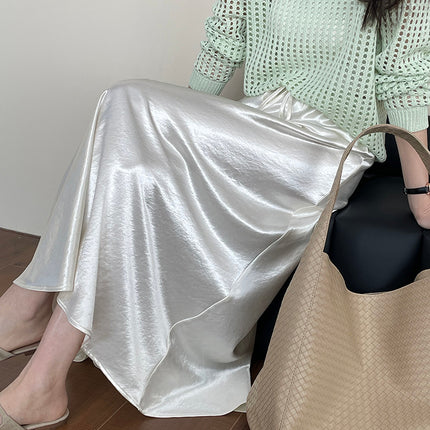 Tao Chuan Knock Joker Satin Skirt ~ 25 Spring Slim Silky Dape Acetic Acid Elegant A Fishtail Skirt 2686