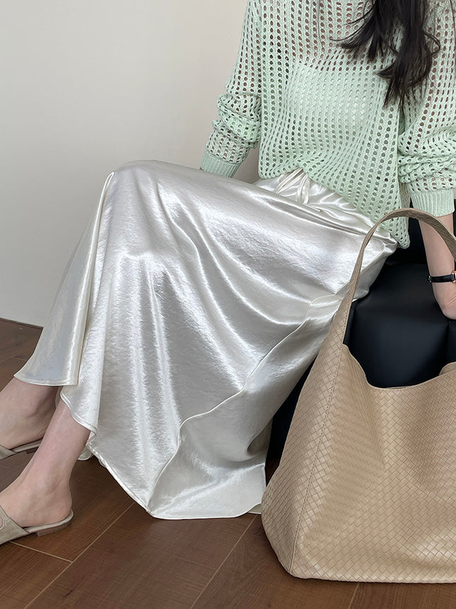 Tao Chuan Knock Joker Satin Skirt ~ 25 Spring Slim Silky Dape Acetic Acid Elegant A Fishtail Skirt 2686