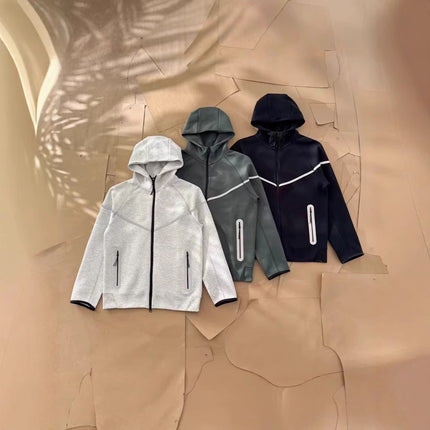 2025 New Air Layer Hooded Zipper Long Sleeve Reflective Strip Jacket 754