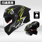 Helmet-flash soul black and blue [hd dual mirror]