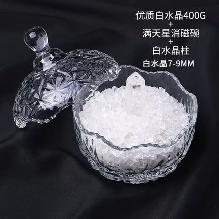Natural Crystal Purification Degaussing Bowl White Crystal Degaussing Stone Gravel Container Yushou Salt Ware Gem Glass