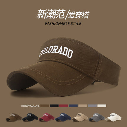 Summer Sports Sunshade Tennis Hat, Brushed Embroidered Letters, Small Face, Can Be Tied into a Ponytail, Empty Top Hat, Same Style for Men and Women