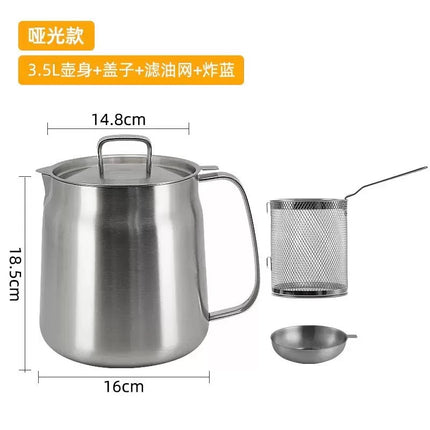 Oil Filter Pot 304 Stainless Steel Thickened Household Large Capacity Oil Storage Tank with Filter Screen Oil Residue Filtering Artifact Oil Bottle