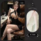 Obsidian black and white net socks / Free size