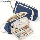 Twill triangle pencil case [dark blue]