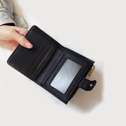 ins New Solid Color Single Zipper Large Capacity Women's Clutch Bag Short Coin Purse Fashionable Cute OL Card Bag