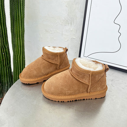 Zhou Dongyu Thickened Wool Snow Boots Cowhide Parent-Child Warm Cotton Shoes Anti-Slip Couple's Northeast Short Boots
