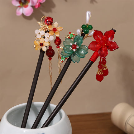 New Year Red Festive Chinese Style Hairpin Palace Style Tassel Walking Hair Hairpin Retro Hanfu Ancient Dress Cheongsam Hair Accessories Women