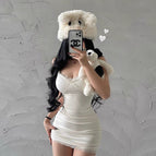 Apricot suspender skirt [with breast pad/waist skirt] / S