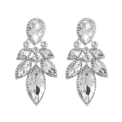 European and American high-end party earrings Women's Super flash fashion ins Wind alloy geometric earrings glass diamond earrings wholesale