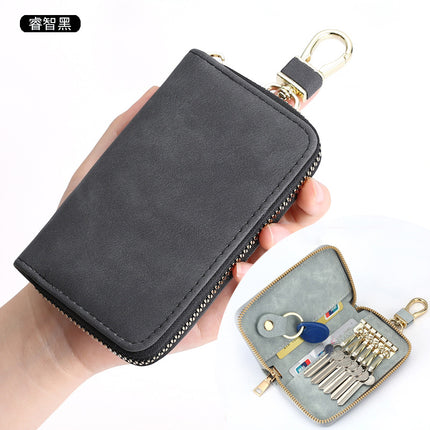 Vintage Simple Zipper Key Bag Men's Waist Hanging Multifunctional Household Small Bag Large Capacity Car Women's Key Bag