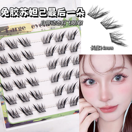 [6 Rows of Glue-Free] New Chinese Style Qingqiu Fox New Soft New Fox False Eyelashes Natural Photogenic Oblique Flying Style