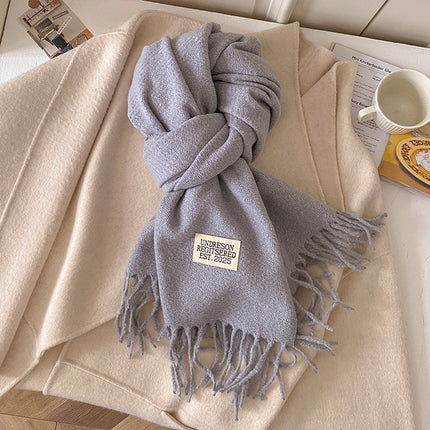 New Pure Color Imitation Cashmere Scarf for Women in Winter, Monochromatic, Versatile, High-End, Warm Neck Protection, Neck Scarf for Couples