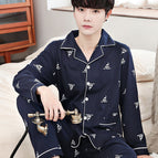 Double Bag 100% cotton long-sleeved trousers dark blue deer / L size is recommended to wear 50.00 kg-65.00 kg