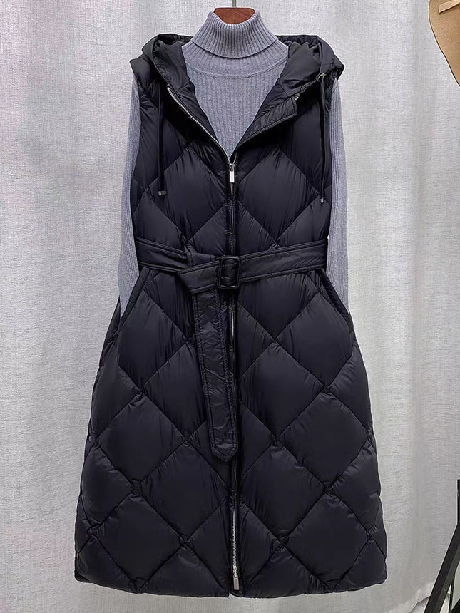 Good Quality Goods! Close Your Eyes and Enter~ Loose Slimming Look Stand-Up Collar Offset Printing Asymmetrical 90 White Duck down Vest for Women Winter