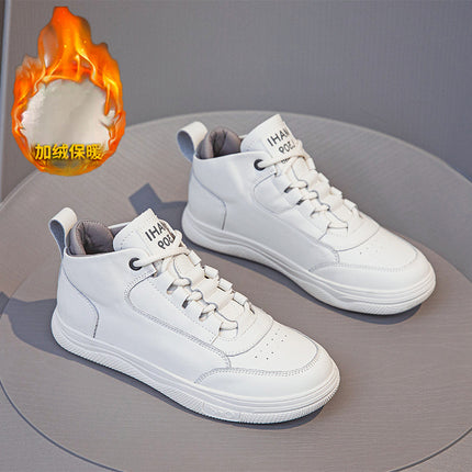 Genuine Leather White Sneakers for Women 2025 Spring and Autumn New Style Versatile Casual Shoes High-Top Soft Sole Comfortable Sneakers