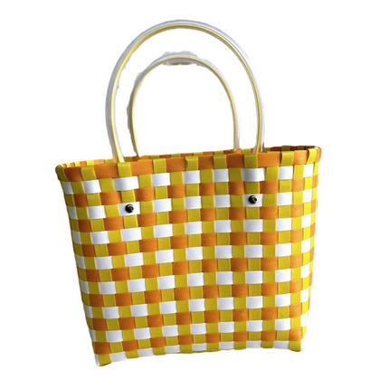 Fashionable and Simple Woven Basket, Vegetable Basket, Straw Bag, New Ins Style, Pastoral Shopping Basket, Hand-Held for Market Stalls, Ins Style