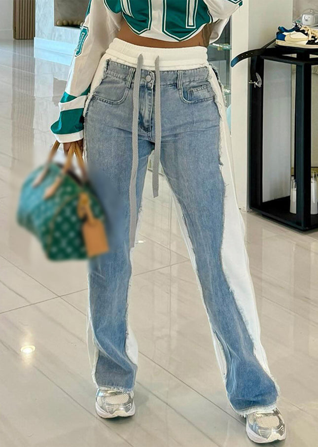D8709 New Products on Aliexpress and Amazon, European and American Fashion, Unique Women's Clothing, Women's Pants, Patchwork Jeans for Sale