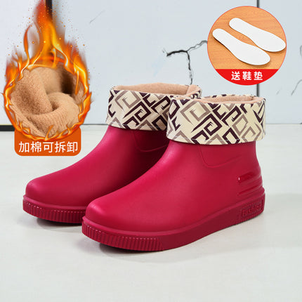 Cross-Border Hot-Selling Low-Cut Rain Boots for Women, Fashionable Water Shoes, New Non-Slip Rain Boots, Adult Warm Water Boots, Rubber Shoes Wholesale