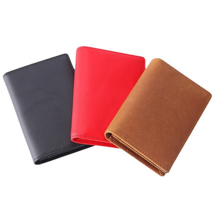Amazon Hot Sale New Crazy Horse Cowhide Card Bag Retro Oil Leather Large Capacity Plain Print Card Holder Factory Outlet