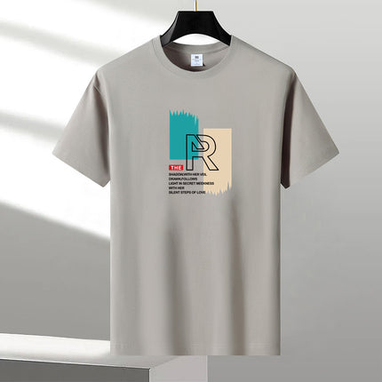 Heavy New Style Pure Short-sleeved T-shirt Men's Cotton Round Neck Cotton plus size Trendy Summer Youth Half-sleeved T-shirt Base Shirt