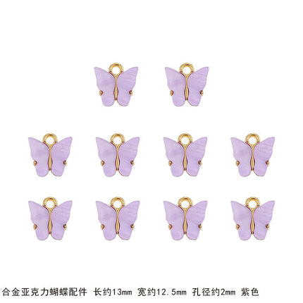 AliExpress Alloy Acrylic Butterfly Pendant Handmade Pendant DIY Earrings Accessories Bracelet Necklace Jewelry