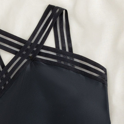 2025 New Aliexpress European and American Cross-Border Bikini Solid Color Cross Strap One-Piece Sexy Bikini Swimsuit for Women