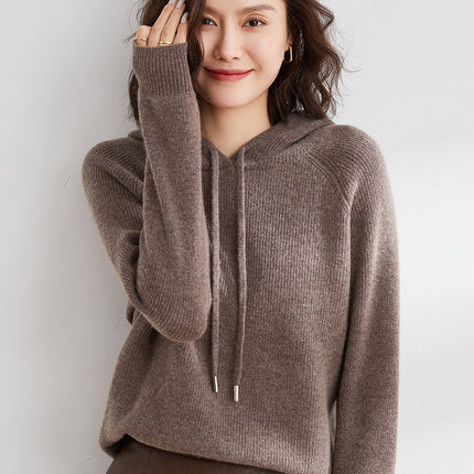 Hooded Knit Sweater for Women 2025 Autumn and Winter New Loose Cable Knit Hooded Sweatshirt Thickened Casual Sweater Base Layer