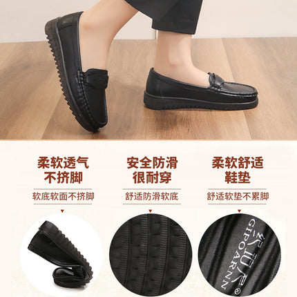Mom's Shoes for Spring and Autumn, Non-Slip Soft Sole Flat Shoes, Comfortable for Middle-Aged and Elderly Women, 2026 New Model, Middle-Aged Leather Shoes for Grandma