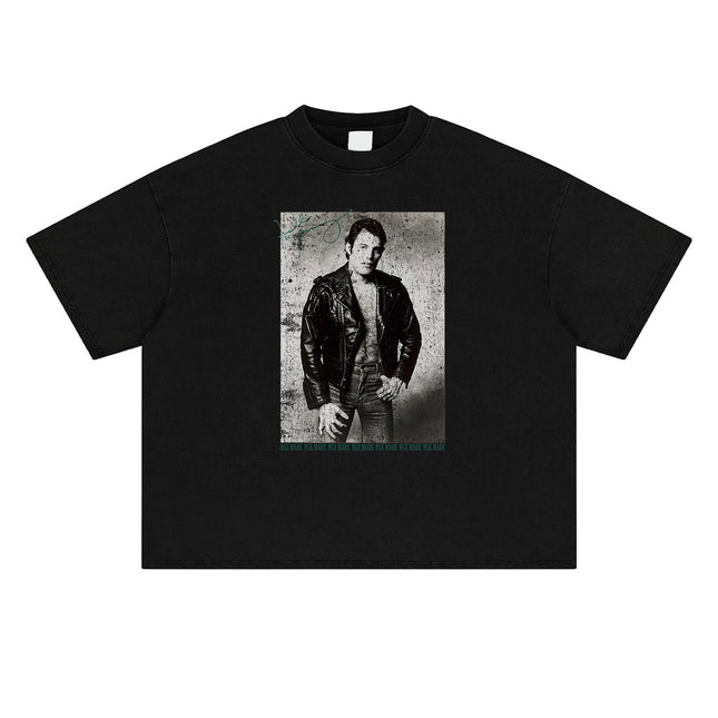 “Queen Band Uncle Tooth” Imported Digital Direct Injection Heavy Short Wide Boxy Short-Sleeved Snake Year T-Shirt Men's Style