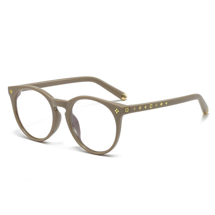 Ouyang Nana's Same Style Large Frame Black Glasses with High-End Design, Four-Petal Flower, Round Face, Retro Frame for Myopic Women