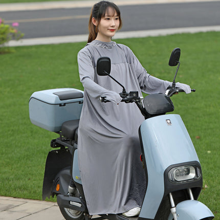 Electric Motorcycle Sunscreen Clothing Women's Spring and Summer Long Battery Car Outdoor Cycling Sunshade Outdoor Travel Sunscreen Clothing