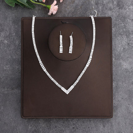 Korean Bride Necklace Earrings Two-piece Decorations Wedding Yarn Wedding Jewelry Wedding Accessories Dance Studio