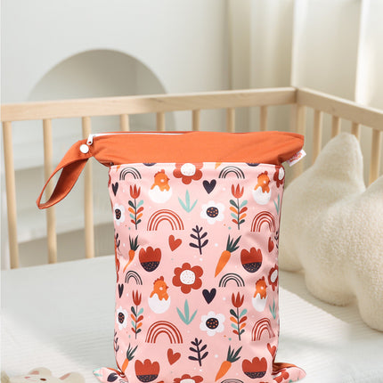 Cross-border in stock Nordic Animal Printing Baby Room Storage Hanging Bag Dry and Wet Separation Double-layer Waterproof Bag Wetbag