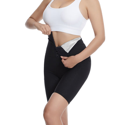 Sweat Pants European and American Plus Size Women's Yoga Tummy Control Waist Trainer Sweat Pants with Pockets Waist Trainer Running Shapewear Pants