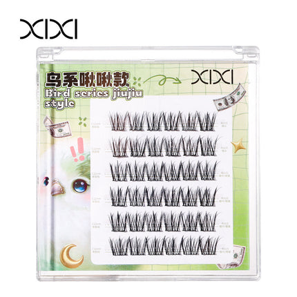 Xixi Animal Series Dark Night Rose Stemless Glue-Free False Eyelashes Fox Natural Curling Artificial Comic Eyelashes