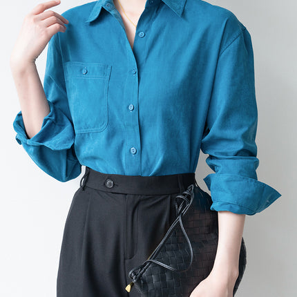 Dopamine Color Wear Soft Velvet Shirt for Women 25 Autumn and Winter Atmosphere Work Clothing Inner Layering Brushed Shirt for Women