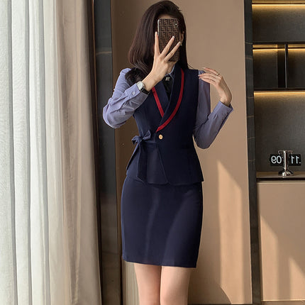 Professional suit women's waistcoat workwear hotel front desk strap vest jewelry store beautician work clothes temperament suit