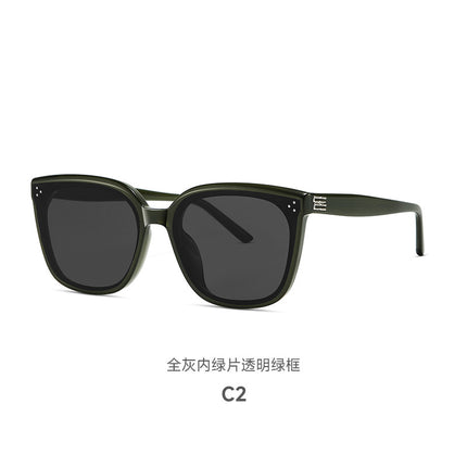 25 New Models of Gm Square-Frame Sunglasses with a High-End Feel, Retro Style, Suitable for Large Faces, Slimming Effect, Uv Protection for Driving, Model 9171