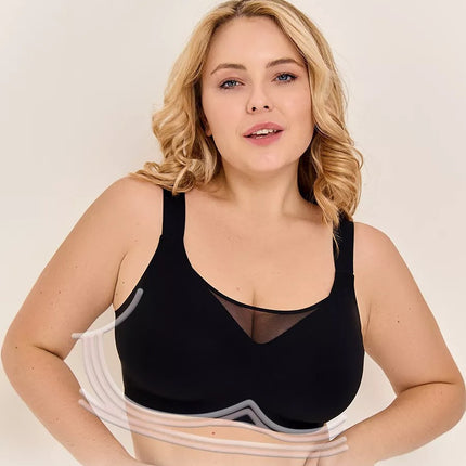 Cross-Border Plus-Size Lingerie, Wide Shoulder Straps, Seamless Lingerie for Women with Large Busts, Minimizing Bra, Wireless Bra, Custom Lingerie