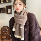 Contrast color knitted scarf--1 mocha / 30*160