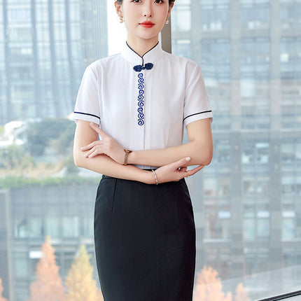 Stewardess Uniform Professional Shirt suit Women Jewelry Store Hotel Front Desk Attendant Tooling Summer Dress Overalls
