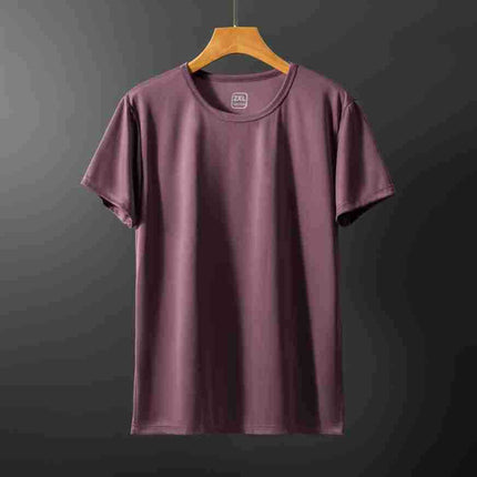T-Shirt for Men 2022 New Style Plain Ice Silk Quick-Dry Short-Sleeve Elastic Mesh Round Neck Thin Slim Fit Inner Wear