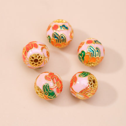 Cloisonné Oil-Dropping Cut Out Auspicious Cloud Lotus Bead Accessories Oil-Dropping Copper DIY Handmade Bracelet Necklace Jewelry Accessories