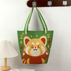 Tote bag-cute red panda-green 51202