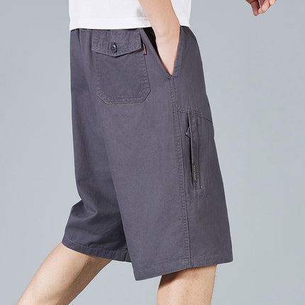 Zorochilde Capri Pants Men's Summer Thin Shorts Pure Cotton Mid-length Pants Outer Wear plus size Workwear Pants Casual Loose