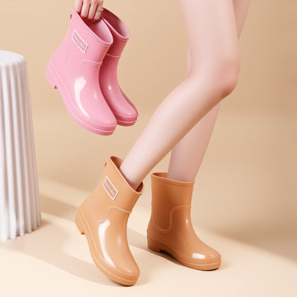 Fashionable Short-Tube Outdoor Women's Shoes, Versatile Sweet Water Shoes, Non-Slip Women's Rubber Slip-On Water Boots