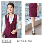 Women-wine red vest + Western skirt 1 / S