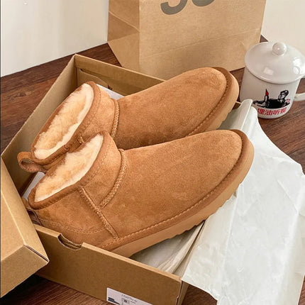Putian Sangpo Village Snow Boots Thick Bottom Women's Sheepskin One 2024 New Winter fleece-lined Thickened Cotton Shoes and Boots